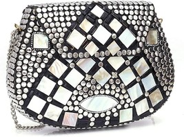 clutch bags for women ladies mirror work with chain - £57.37 GBP