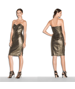 Milly Marta Couture Metallic Strapless Dress, Gold/Black, Boned, Size 8,... - £183.81 GBP