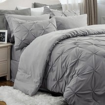 Bedsure Queen Comforter Set - Bed In A Bag Queen 7 Pieces, Pintuck Beddi... - $58.93