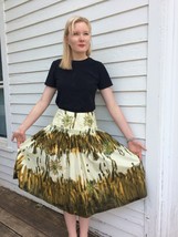Bernardo Retro Sequin Skirt Autumn Leaves Painted Long Full 4 S Cotton India - £10.39 GBP