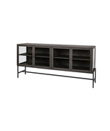 70&quot; Black Solid Wood Sideboard with Four Glass Doors - $2,654.02 CAD