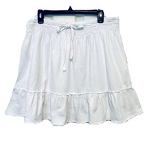 Ann Taylor Loft Womens Size M White Cotton Elastic Drawstring Waist Ruffle Skirt - £13.54 GBP