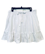 Ann Taylor Loft Womens Size M White Cotton Elastic Drawstring Waist Ruff... - $23.20 CAD