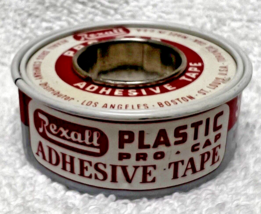 Vintage Rexall Plastic Pro-Cap Adhesive Plaster Tape Tin 2 1/4 x 7/8 Inches - $9.41