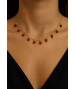 Red Heart Necklace Multi Red Heart Necklace Gold or Silver Chain with Re... - $28.39 CAD