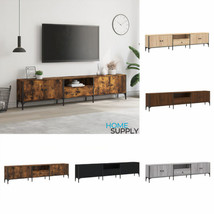 Industrial Wooden Large Wide TV Tele Stand Cabinet Unit With 4 Doors 1 Drawer - £117.92 GBP+