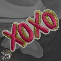 Pink and Gold XOXO Iron On Patch Embroidered Craft Applique - $5.50 CAD