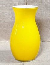 Bright Sunny Yellow Cased Glass Vase Spring Summer Decor Perky Color Pop - $29.70