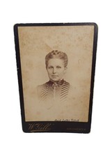 Antique Vtg Black White Photograph 19th Century Woman High Neck Dress Brooch  - £13.42 GBP