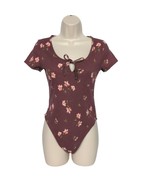 Wild Fable Women&#39;s Romper Size Small Burgundy Red Floral Short Sleeve Sc... - €15,43 EUR