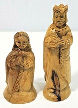 Handcarved Olive Wood Nativity Wise Men Mary Bethlehem Souvenir Vintage Set Of 2 - £10.25 GBP