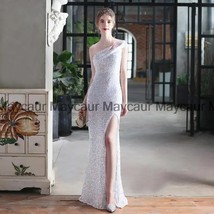 Women 2021 New Design One  Party Maxi Dress  Slit Sequin Evening Dress Long Prom - £101.59 GBP