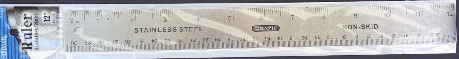 12"/30 cm Stainless Steel Rulers Non-Skid School Office 1 Ruler /Pk - $2.95