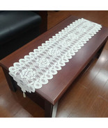 Vintage White Lace Table Runner Dresser Scarf Oval Doilies Wedding Decor... - $17.54 CAD