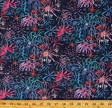 Cotton Fireworks Independence Day 4th of July Fabric Print by the Yard D305.41 - £11.14 GBP