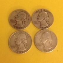 Washington Silver Quarters 1945,1952,1958-D,1960 - £23.91 GBP