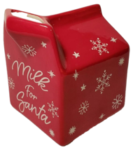 Christmas Santa Claus Mug Red Milk Carton Snowflake Farmhouse Ceramic Creamer - £12.31 GBP
