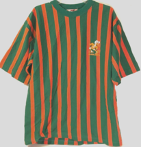Miami Hurricanes Sebastian the Ibis Vintage 90s Green Orange Stripes T-Shirt XL - £29.87 GBP