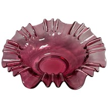 Vintage Fenton Art Glass Country Cranberry Ruffled Edge Round Bowl 10&quot; U... - $50.00