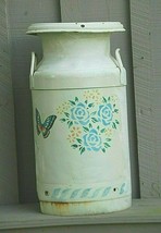 Old Vintage Rustic Primitive Dairy Farm Milk Cream Can Metal Container Butterfly - £118.69 GBP