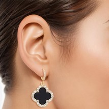 Hoop Black Clover Gold Huggie Earrings for Women - $619.13 MXN