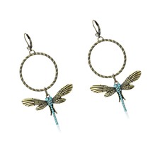 Pave Dragonfly Gypsy Hoop Earrings - £101.20 GBP