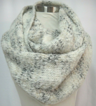 Echo Wool Blend Infinity Winter Scarf Gray White Tan Excellent - $14.84