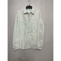 Topman Mens Button-Up Shirt Green Long Sleeve Spread Collar Pockets S New - $27.80