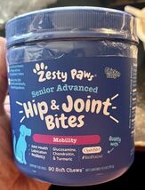 Zesty Paws Senior Advanced HIP &amp; JOINT BITES (90 Chicken Chews) 12/2026! - $34.16