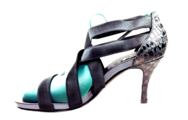 Women Size 8.5 High Heel Sandal DONALD J PLINER Gray Strappy Tortoise De... - $37.99