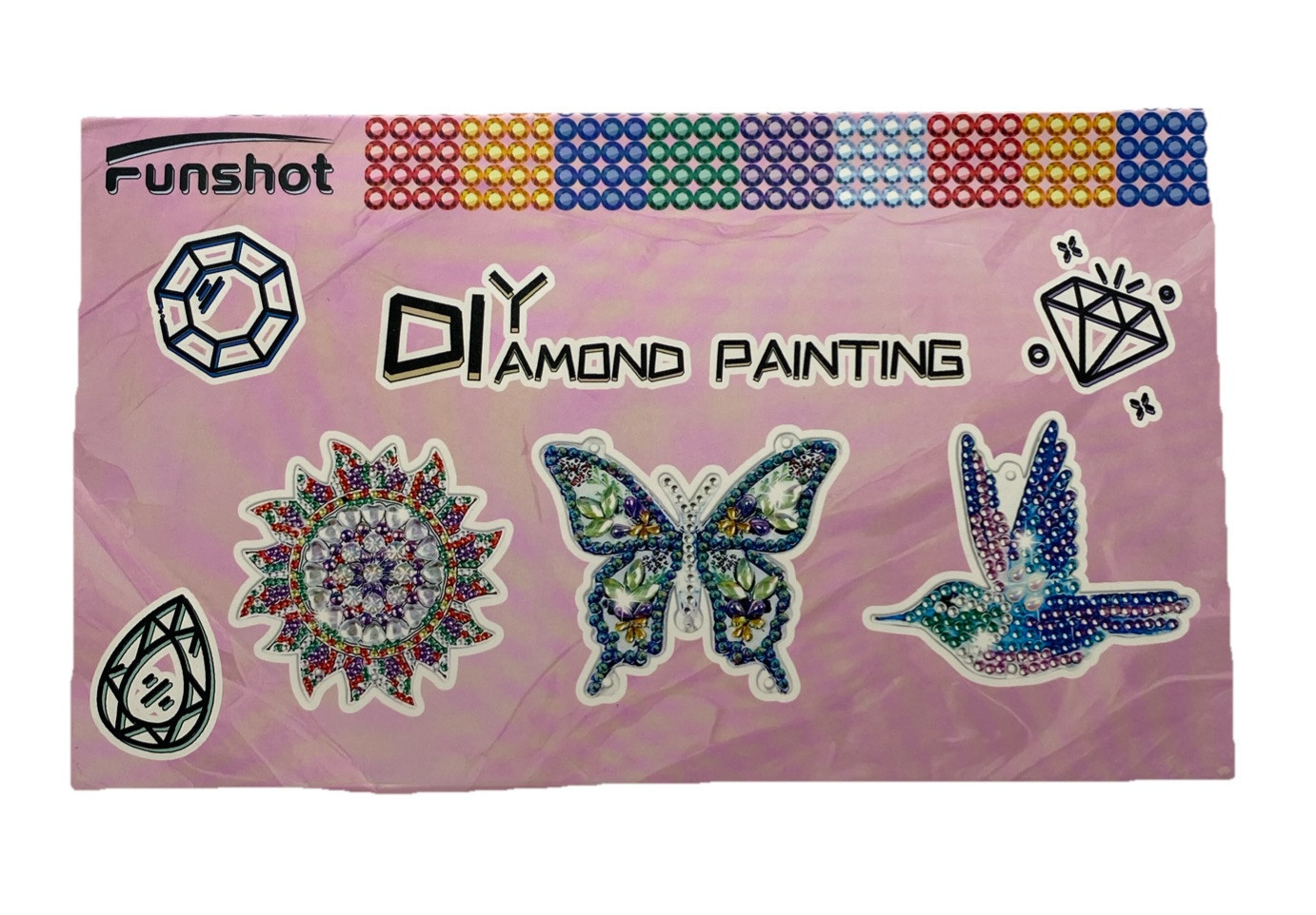 Funshot 5D Diamond Painting Suncatcher Kit Bird, Butterfly, Sunburst NEW - $14.24