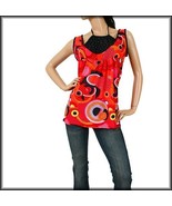 NWT Takoni Red, Black &amp; Orange Fooler Shirt ~ Super Cute &amp; Comfy!! ~ JR1... - €21,31 EUR