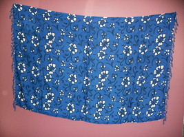 Sarong~Pareo~Wall Hanging~Handmade~Throw~Blue~Floral Design~New - £10.12 GBP
