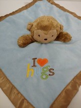 Carters Just One You blue brown monkey I love Hugs security blanket baby lovey  - £8.20 GBP