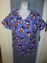Disney&#39;s Minnie Mouse Purple Scrub Top Size S Women&#39;s EUC - £15.96 GBP