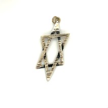 Vintage Sterling Signed 925 Israel Carved Etched Jewish Star of David Pendant - £35.60 GBP