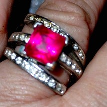 Exquisite faux vintage Ruby and silver ring size 7 - £22.07 GBP