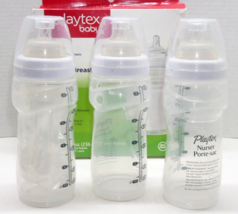 3 Playtex 8-10oz Nurser Drop-In Baby Bottles w/ Silicone Medium Flow Nipples - £19.80 GBP