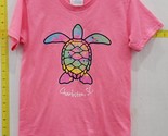 Charleston SC Youth Souvenir &#39;Turtle&#39; Graphic T-Shirt Pink Size L - $12.86