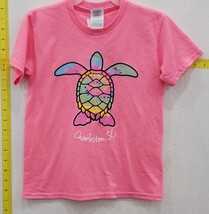 Charleston SC Youth Souvenir &#39;Turtle&#39; Graphic T-Shirt Pink Size L - $12.86