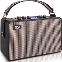 Pyle Vintage Bluetooth Speaker - Rechargeable Leather Portable, Carrying Strap. - £103.86 GBP