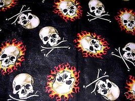 NEW WICKED FIRE SKULLS &amp; CROSSBONES HUMAN CRANIUM BANDANA HEAD WRAP SCARF - $3.99