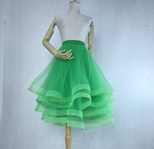 Green Layered Tulle Skirt Outfit Women Plus Size Fluffy Tulle Tutu Skirt