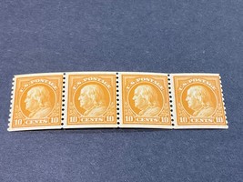 1909 US Postage Stamps #497 Strip Of 4 Vertically Coil Stamps Mint NH OG Fresh - £233.08 GBP