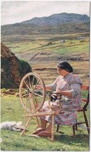 Postcard A Crofter At Her Spinning Wheel Port Nan Long Isle Of Skye UK - £6.69 GBP