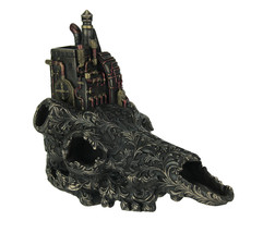 Antiqued Bronze Finish Steampunk Steer Skull Statue - £47.36 GBP