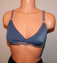 Rehab Clothing Blue with Striped Trim Triangle Mesh Bralette Size: L  - £7.48 GBP