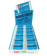 LION PLASTIC TRANSPARENT ERASERS HIGH QUALITY P-100 - Pack Of 24 Erasers - $42.00