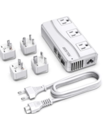 Universal Travel Adapter 220V to 110V Voltage Converter 6A 4-Port USB Ch... - £31.93 GBP