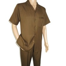 Men 2pc Walking Leisure Suit Short Sleeves By DREAMS 256-22 Solid Caramel image 3